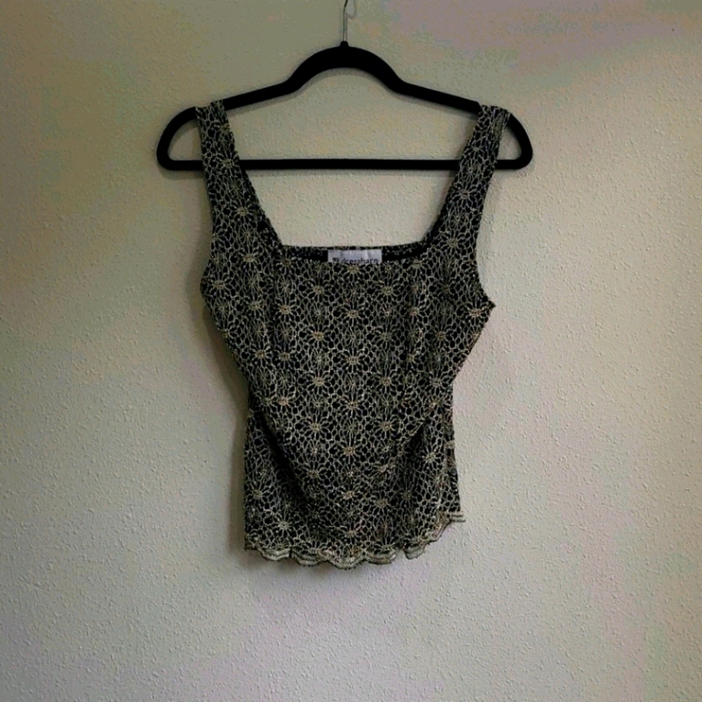 Dressbarn Embroidered Black Tank Top XS